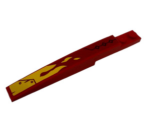 LEGO Red Slope 1 x 8 Curved with Plate 1 x 2 with Flames and Black Line and Diamonds (Model Right) Sticker (13731)