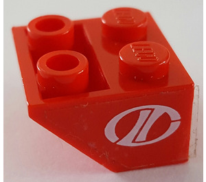 LEGO Rood Helling 2 x 2 (45°) Omgekeerd met 'LT' logo Sticker met platte afstandsring eronder (3660)