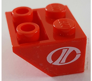 LEGO Red Slope 2 x 2 (45°) Inverted with 'LT' Logo Sticker with Flat Spacer Underneath (3660)