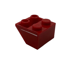 LEGO Red Slope 2 x 2 (45°) Inverted with White Stripe (Model Right) Sticker with Flat Spacer Underneath (3660)