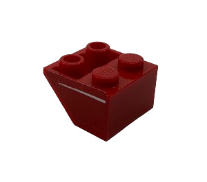 LEGO Rood Helling 2 x 2 (45°) Omgekeerd met Wit Stripe (Model Rechtsaf) Sticker met platte afstandsring eronder (3660)