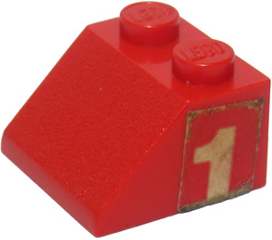 LEGO Rood Helling 2 x 2 (45°) met "1" Stickers (3039)