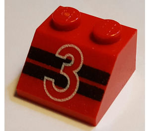 LEGO rot Steigung 2 x 2 (45°) mit "3" und Schwarz Streifen (3039)