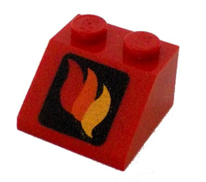 LEGO Röd Backe 2 x 2 (45°) med Röd Orange och Gul Flames (3039)