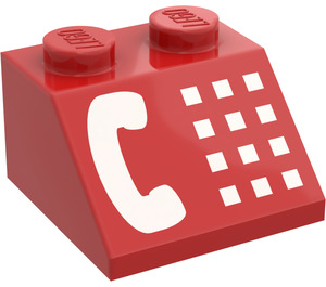 LEGO Red Slope 2 x 2 (45°) with White Phone (3039)