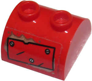 LEGO rouge Pente 2 x 2 Incurvé avec 2 Goujons sur Haut avec Panneau et 3 Screws Autocollant (30165)