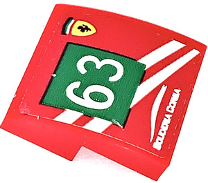 LEGO Red Slope 2 x 2 Curved with 63 SCUDERIA CORSA right Sticker (15068)