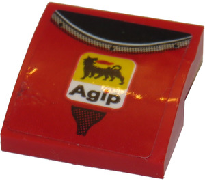 LEGO Rood Helling 2 x 2 Gebogen met 'Agip' Sticker (15068)