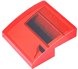 LEGO rouge Pente 2 x 2 Incurvé avec Bonnet Droite Autocollant (15068)