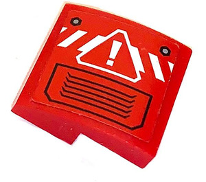 LEGO Red Slope 2 x 2 Curved with Caution Sign Sticker (15068)