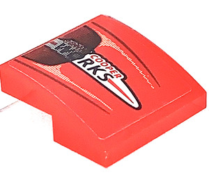 LEGO Red Slope 2 x 2 Curved with Cooper Works Sticker (15068)