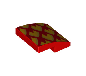LEGO Red Slope 2 x 2 Curved with Dragon Gold scales Left (15068 / 50486)