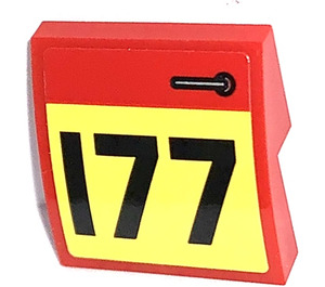 LEGO Red Slope 2 x 2 Curved with I77 on Yellow handle Right Sticker (15068)