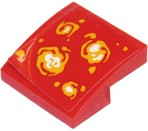 LEGO rouge Pente 2 x 2 Incurvé avec Lava Balls Autocollant (15068)