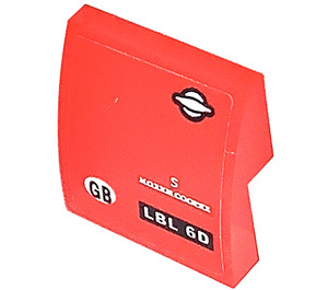 LEGO Red Slope 2 x 2 Curved with LBL 6D and GB Badge Sticker (15068)