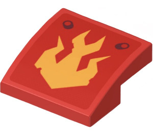 LEGO Red Slope 2 x 2 Curved with Ninjago Flame Emblem Sticker (15068)