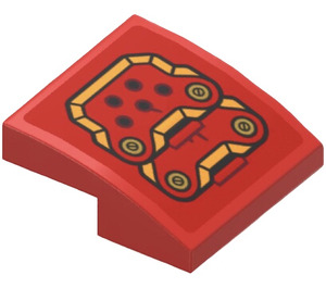 LEGO rot Steigung 2 x 2 Gebogen mit rot und Gold Doppelt Panel Aufkleber (15068)