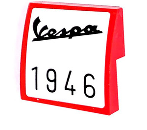 LEGO rot Steigung 2 x 2 Gebogen mit Vespa 1946 Aufkleber (15068)