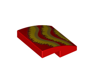 LEGO Red Slope 2 x 2 Curved with Yellow Curved Lines (15068 / 67523)