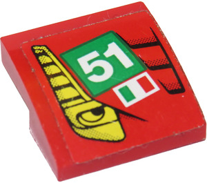 LEGO Red Slope 2 x 2 Curved with Yellow Eye, "51" and Italian Flag Sticker (15068)