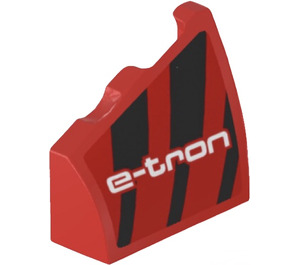 LEGO Red Slope 2 x 2 x 0.6 Curved Angled Left with ‘e-tron’ and Black Stripes Sticker (5095)