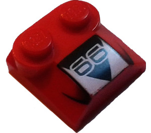 LEGO Rojo Con pendiente 2 x 2 x 0.7 Curvo con '66' sin extremo curvado (41855 / 42702)