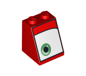 LEGO Rood Helling 2 x 2 x 2 (65°) met Gezicht met Oog, Onderkant (Links) met buis aan de onderzijde (3678 / 95830)