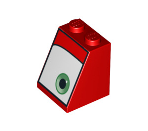 LEGO Rood Helling 2 x 2 x 2 (65°) met Gezicht met Oog, Onderkant (Rechts) met buis aan de onderzijde (3678 / 94894)