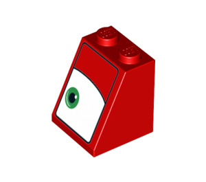 LEGO Red Slope 2 x 2 x 2 (65°) with Face with Eye, centered (left) with Bottom Tube (3678 / 33879)