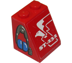 LEGO rouge Pente 2 x 2 x 2 (65°) avec Headset et blanc Eagle Facing La gauche Autocollant sans tube à l'intérieur (3678)