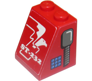 LEGO Red Slope 2 x 2 x 2 (65°) with Headset and White Eagle Facing Right Sticker without Bottom Tube (3678)