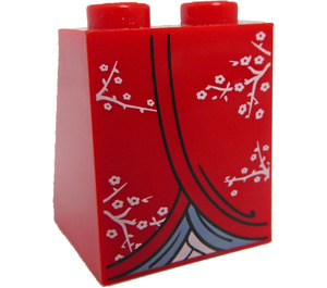 LEGO Red Slope 2 x 2 x 2 (65°) with Kimono Pattern with Bottom Tube (3678 / 95027)