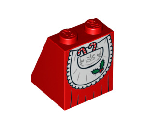LEGO Red Slope 2 x 2 x 2 (65°) with Mrs. Claus Apron with Holly with Bottom Tube (3678 / 18125)