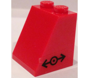 LEGO Red Slope 2 x 2 x 2 (65°) with Train Logo Sticker with Bottom Tube (3678)