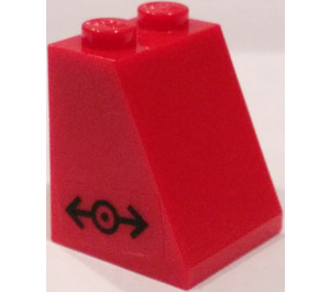 LEGO Red Slope 2 x 2 x 2 (65°) with Train Logo  Sticker with Bottom Tube (3678)
