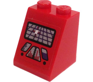 LEGO rot Steigung 2 x 2 x 2 (65°) mit Viewscreen und Metrics Aufkleber mit Unterrohr (3678)