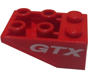 LEGO Red Slope 2 x 3 (25°) Inverted with 'GTX' Sticker without Connections between Studs (3747)
