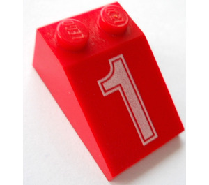 LEGO rot Steigung 2 x 3 (25°) mit "1" mit rauer Oberfläche (3298)