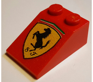 LEGO rot Steigung 2 x 3 (25°) mit Ferrari Logo mit rauer Oberfläche (3298)