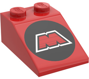 LEGO Rojo Con pendiente 2 x 3 (25°) con MTron logo con superficie rugosa (3298)