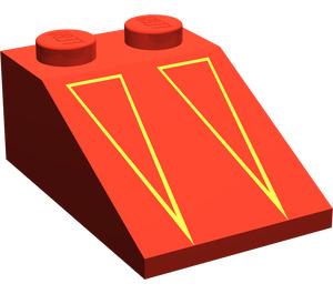 LEGO Red Slope 2 x 3 (25°) with Two Red/Gold Triangles with Rough Surface (3298)
