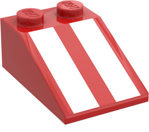 LEGO Rosso Pendenza 2 x 3 (25°) con Bianco Strisce con superficie ruvida (3298)