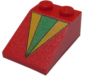 LEGO Red Slope 2 x 3 (25°) with Yellow and Green Triangles with Rough Surface (3298 / 40343)