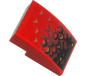 LEGO Rood Helling 2 x 3 Gebogen met Draak Scales Sticker (24309)