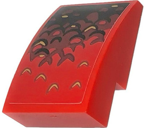 LEGO Rood Helling 2 x 3 Gebogen met Draak Scales Sticker (24309)