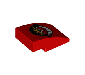 LEGO Rood Helling 2 x 3 Gebogen met Gezicht met Tanden (24309 / 81051)