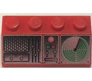 LEGO Rot Schrägstein 2 x 4 (45°) mit Radar Console mit rauer Oberfläche (42280 / 48068)