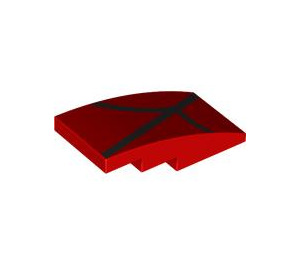 LEGO Red Slope 2 x 4 Curved with Black Lines (93606 / 107001)