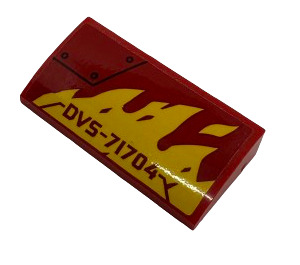 LEGO Red Slope 2 x 4 Curved with 'DVS-71704' and Flames (Model Left) Sticker with Bottom Tubes (88930)