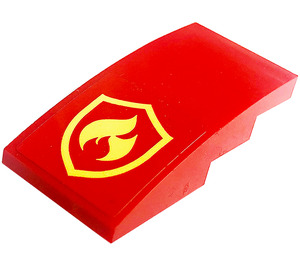 LEGO rot Steigung 2 x 4 Gebogen mit Feuer Logo Badge Aufkleber (93606)